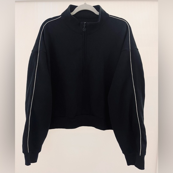 NWT Victoria’s Secret Black Rhinestone Oversized Half Zip Pullover | Size XXL - Picture 7 of 11